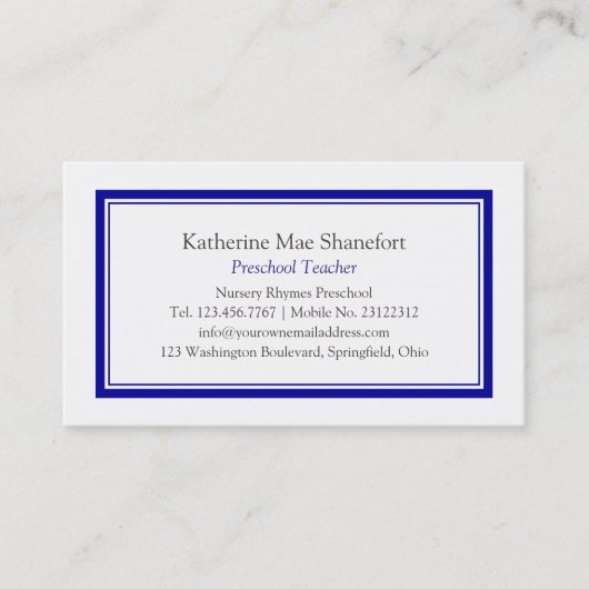 Einfache berufliche blaue Geschäfts-Karte Visitenkarte (Vorderseite)