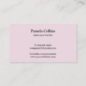 Einfache Berufliche Elegant Schwarz & Rosa Visitenkarte (Rückseite)