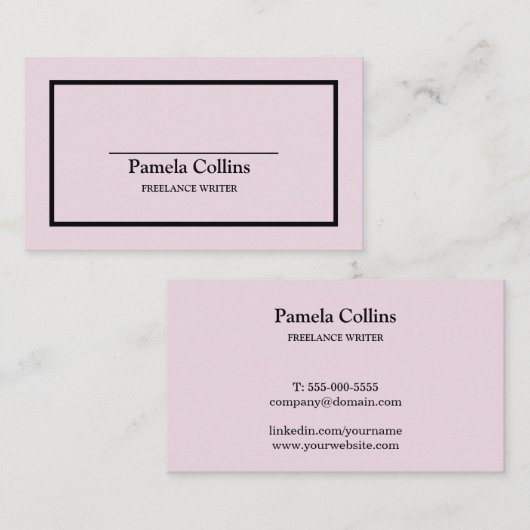Einfache Berufliche Elegant Schwarz & Rosa Visitenkarte (Vorne/Hinten)