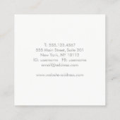 Einfache Berufliche Fotografie Quadratische Visitenkarte (Rückseite)