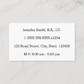 Einfache Berufliche Geschäftskarte Visitenkarte (Rückseite)