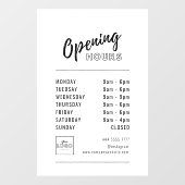 Einfache Berufliche Geschäftszeiten Schwarz mit Lo Fensteraufkleber (Blatt)