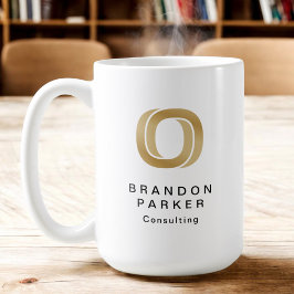 Einfache Berufliche Gold-Business-Logos und -Namen Kaffeetasse