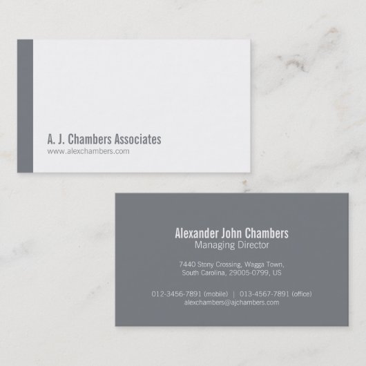 Einfache berufliche, graue Visitenkarten Visitenkarte (Vorne/Hinten)