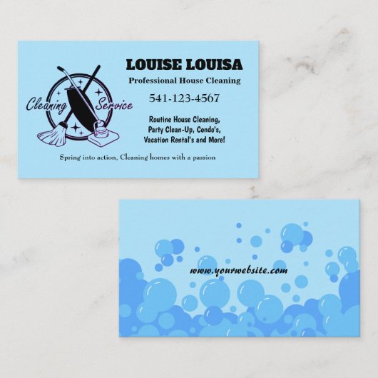 Einfache Berufliche Hausreinigung Visitenkarten Visitenkarte (Vorne/Hinten)