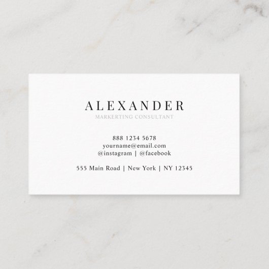 Einfache Berufliche hellgraue Monogramm Visitenkarte (Rückseite)