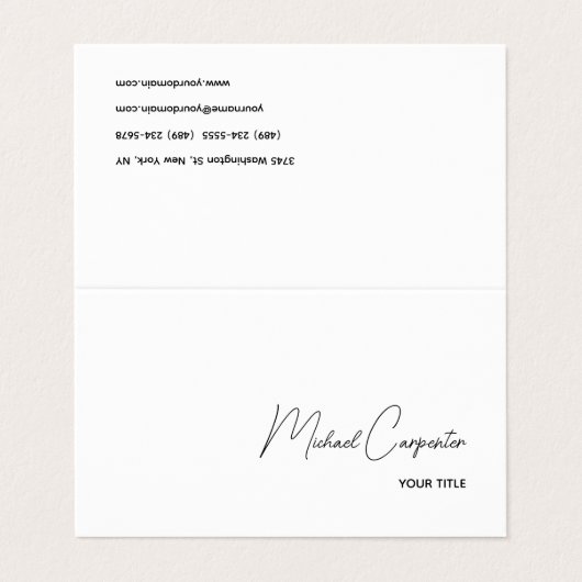 Einfache Berufliche Kalligrafie Visitenkarten (Außenseite Aufgefaltet)