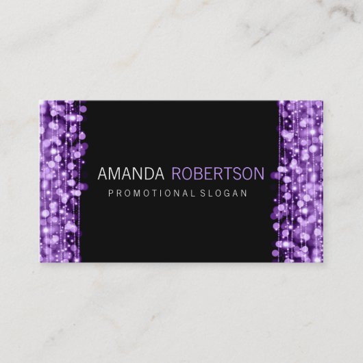 Einfache berufliche lila Lichter u. Glitzern Visitenkarte (Vorderseite)
