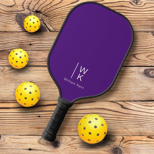 Einfache Berufliche Lila Monogramm-Initialen Pickleball Schläger