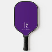 Einfache Berufliche Lila Monogramm-Initialen Pickleball Schläger (Rückseite)