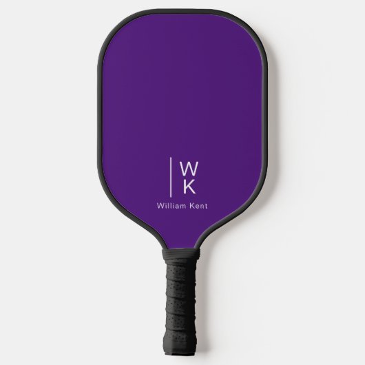 Einfache Berufliche Lila Monogramm-Initialen Pickleball Schläger (Rückseite)