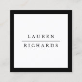 Einfache Berufliche Luxe Black und White Quadratische Visitenkarte (Vorderseite)