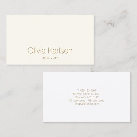 Einfache Berufliche moderne Elfenbein Visitenkarte (Vorne/Hinten)