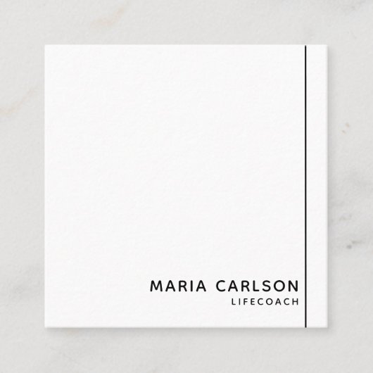 Einfache Berufliche Moderne Schwarz/Weiß Quadratische Visitenkarte (Vorderseite)