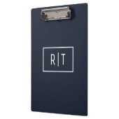 Einfache Berufliche Monogram Navy White Border Klemmbrett (Links)