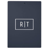 Einfache Berufliche Monogram Navy White Border Klemmbrett (Rückseite)