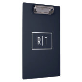 Einfache Berufliche Monogram Navy White Border Klemmbrett (Rechts)