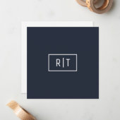 Einfache Berufliche Monogram Navy White Border Mitteilungskarte (Vorderseite/Rückseite Beispiel)