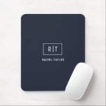 Einfache Berufliche Monogram Navy White Border Mousepad<br><div class="desc">Stilvolle zwei Monogramm in marineblau-weißem Rahmen mit zusätzlicher Textvorlage zum Hinzufügen eines Namens,  eines Berufs,  eines Slogans oder einer anderen Formulierung.</div>