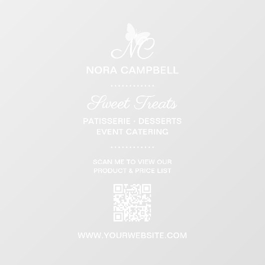 Einfache Berufliche Monogramm-Bezeichnung QR Fensteraufkleber (Blatt)