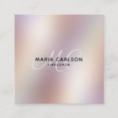 Einfache Berufliche Monogramm-Hologramm-Metallic Quadratische Visitenkarte (Vorderseite)