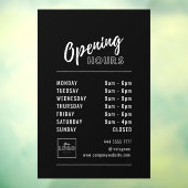 Einfache Berufliche Öffnungszeiten Weiß auf Schwar Fensteraufkleber (Blatt 3)