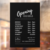 Einfache Berufliche Öffnungszeiten Weiß auf Schwar Fensteraufkleber (Blatt 2)