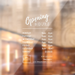 Einfache Berufliche Öffnungszeiten Weiß mit Logo Fensteraufkleber