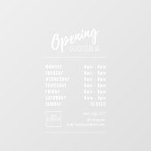 Einfache Berufliche Öffnungszeiten Weiß mit Logo Fensteraufkleber (Blatt)