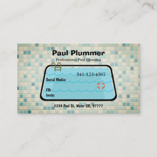 Einfache Berufliche Poolreinigung Business Cards Visitenkarte