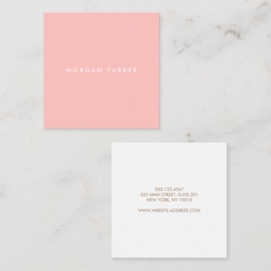 Einfache Berufliche Rosa-Ecke Quadratische Visitenkarte (Vorne/Hinten)