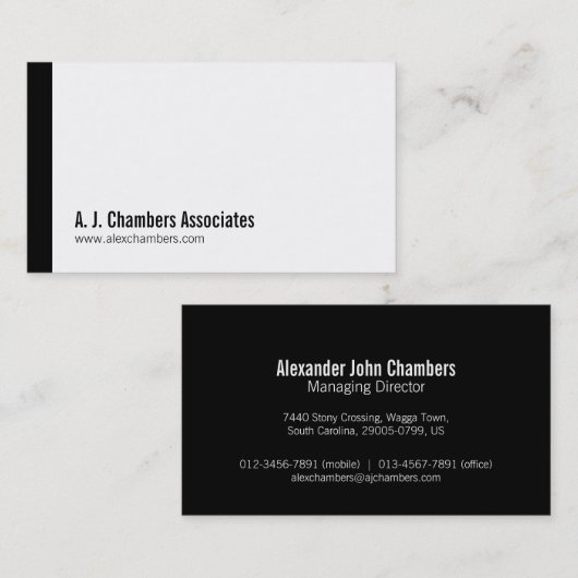 Einfache berufliche schwarze Geschäftskarten Visitenkarte (Vorne/Hinten)