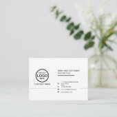 Einfache Berufliche Schwarzweiß-Logos hinzufügen Visitenkarte (Stehend Vorderseite)