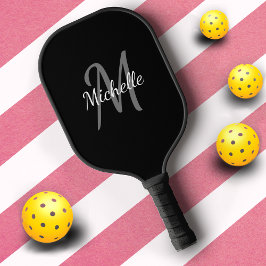 Einfache Berufliche Schwarzweiß-Weiß-Monogramm Pickleball Schläger