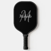 Einfache Berufliche Schwarzweiß-Weiß-Monogramm Pickleball Schläger (Vorderseite)