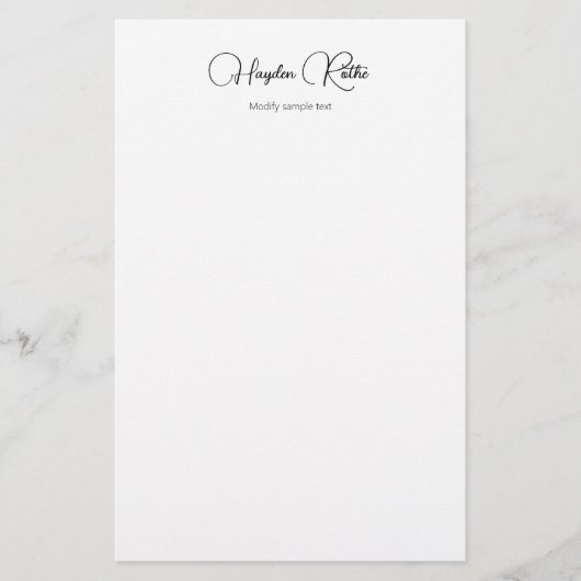 Einfache Berufliche Signatur-Script-White-Station Briefpapier (Vorderseite)
