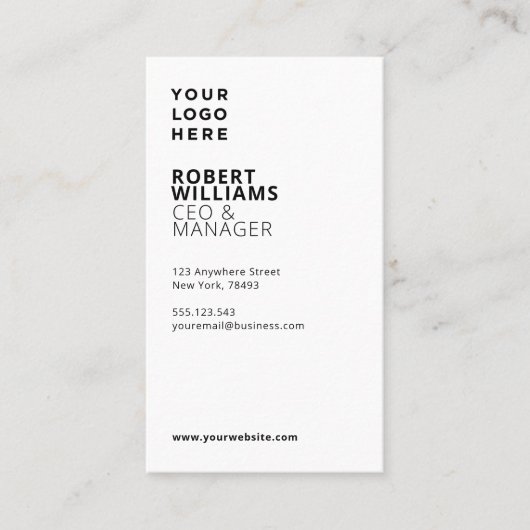 Einfache Berufliche Vertikale Visitenkarte (Vorderseite)