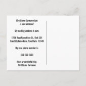 Einfache, bescheidene und schlichte neue ankündigungspostkarte (Rückseite)