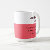 Einfache Beschreibung rosa Rose Weißer Name Kaffeetasse (VorderseiteRechts)