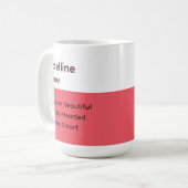 Einfache Beschreibung rosa Rose Weißer Name Kaffeetasse (Vorderseite Links)