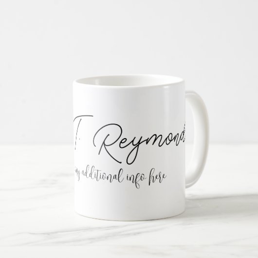 Einfache Beschriftung weiß Kaffeetasse (VorderseiteRechts)