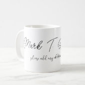 Einfache Beschriftung weiß Kaffeetasse (Vorderseite Links)