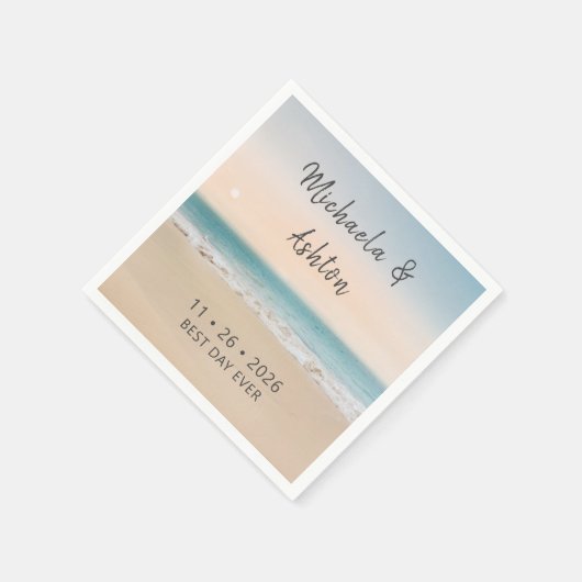 Einfache Best Day Ever Beach Hochzeit von Napkins Serviette (Ecke)