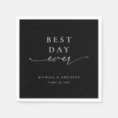 Einfache Best Day Ever Calligraphy Black Wedding Serviette (Vorderseite)