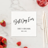 Einfache Best Day Ever Wedding Typografie White Serviette (Beispiel)
