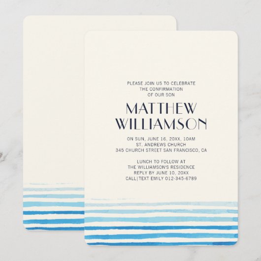 Einfache Bestätigung| Junge Einladung (Vorne/Hinten)