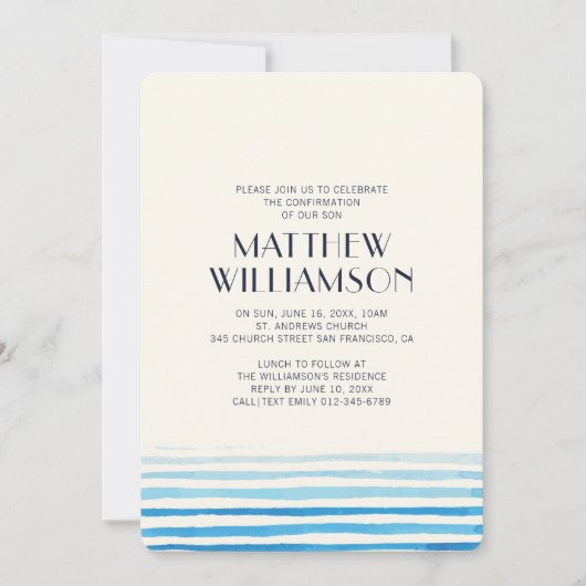 Einfache Bestätigung| Junge Einladung (Vorderseite)