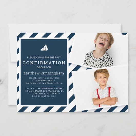 Einfache Bestätigung| Junge Einladung (Rückseite)