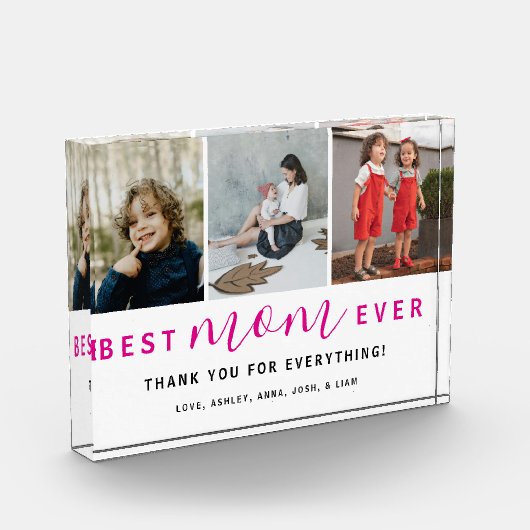 Einfache beste Mama je Skript Hot Pink 3 Fotoblock (Links)