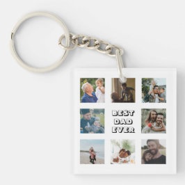 Einfache Beste Vater je Foto Collage Vatertag Schlüsselanhänger